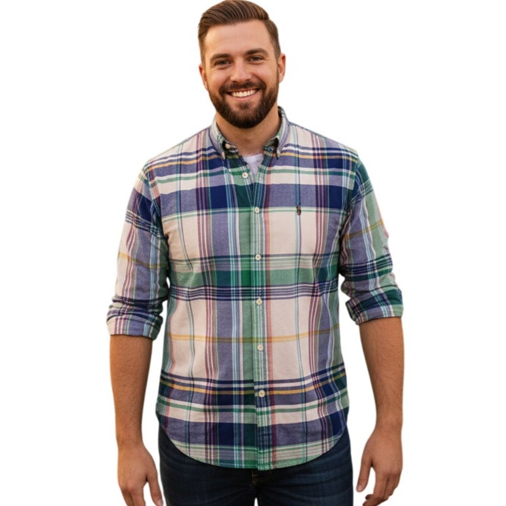 Polo‎ Ralph Lauren 3XL Big & Tall Plaid Button Down Shirt Long Sleeve Men's